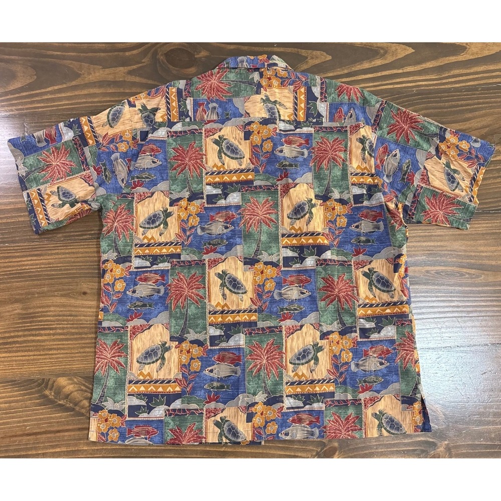 Tori Richard Mens 2XL Cotton‎ Lawn Hawaiian Shirt Sea Turtle Fish Tropical Blue - Picture 4 of 7